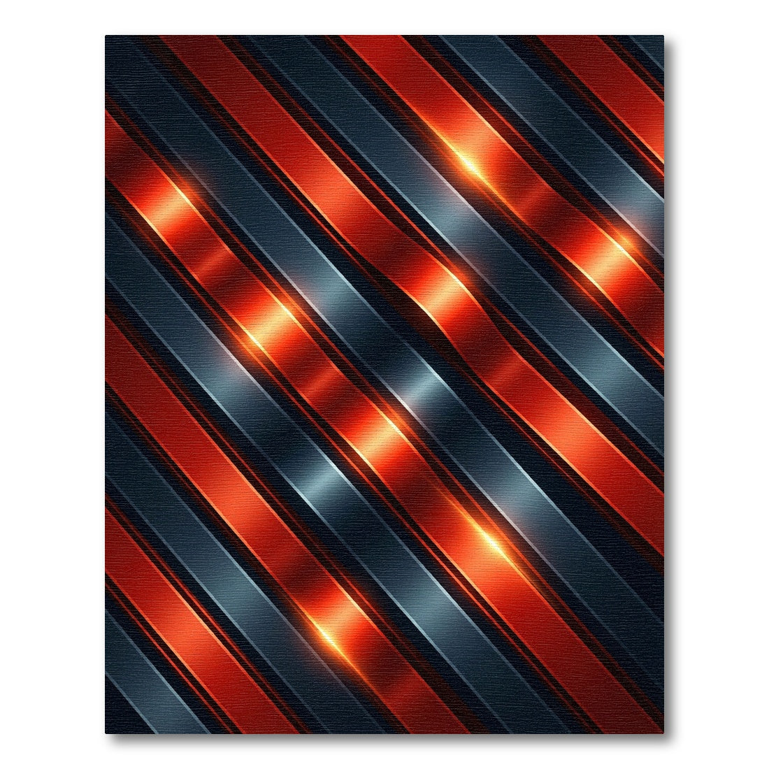 Metallic Orange Red Diagonal Stripes Rug