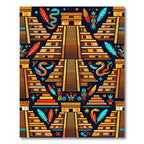 Vibrant Aztec Serpent Temple Art Rug