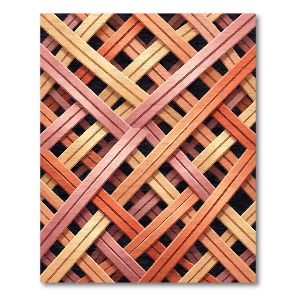 Warm Orange Woven Intersecting Bands Rug