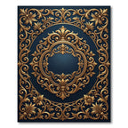 Gold Filigree Ornate Royal Navy Medallion Rug