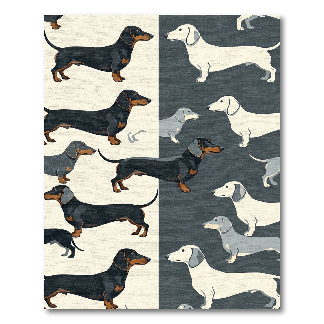 Minimalist Split Dachshund Dog Illustration Rug