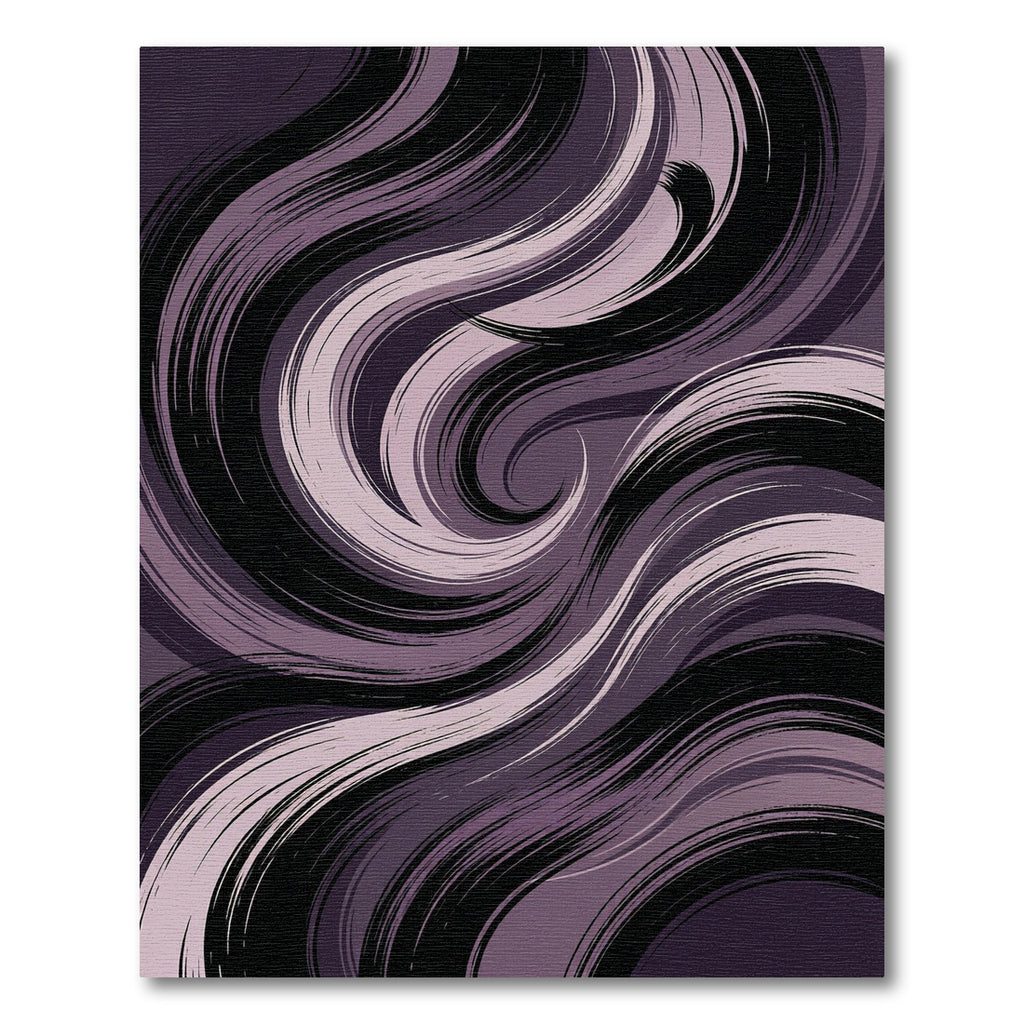 Moody Purple Abstract Swirl Waves Rug