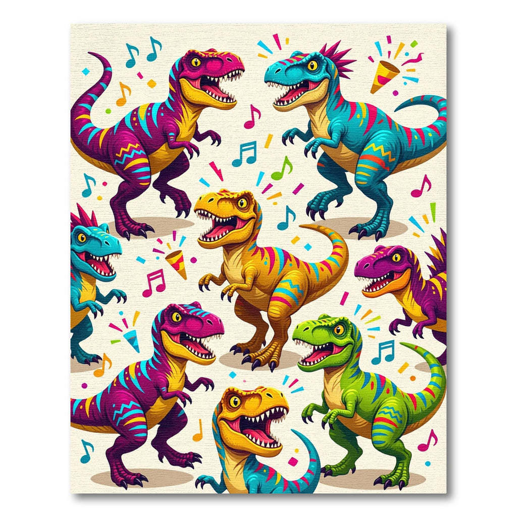 Playful Colorful Dinosaur Party Reptile Illustration Rug