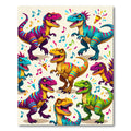 Playful Colorful Dinosaur Party Reptile Illustration Rug