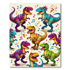 Playful Colorful Dinosaur Party Reptile Illustration Rug