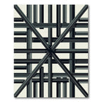Charcoal Gray Geometric Stacking Bars Rug