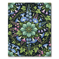 Botanical Azure Floral Symmetry Round Area Rug