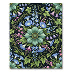 Botanical Azure Floral Symmetry Round Area Rug