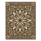 Warm Earthy Tone Floral Mandala Rug