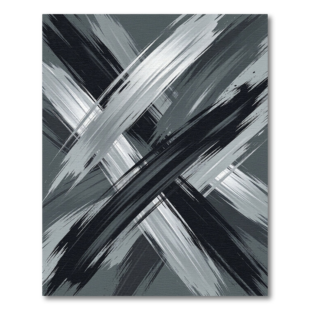 Monochrome Brushstroke Intersection Rug