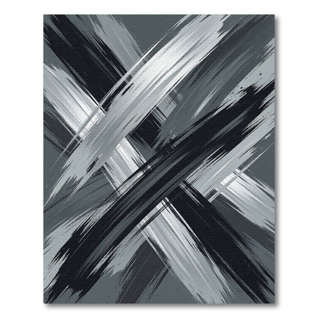 Monochrome Brushstroke Intersection Rug