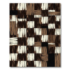 Rustic Earthen Woven Checkered Wood Art Rug