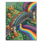 Vibrant Rainbow Clover Golden Treasure Rug