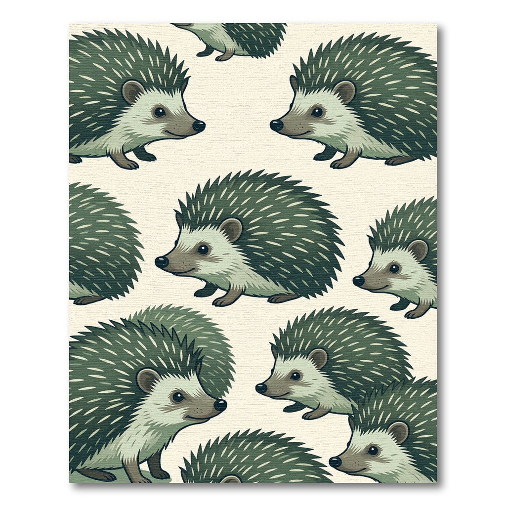 Whimsical Sage Green Hedgehog Flora Rug