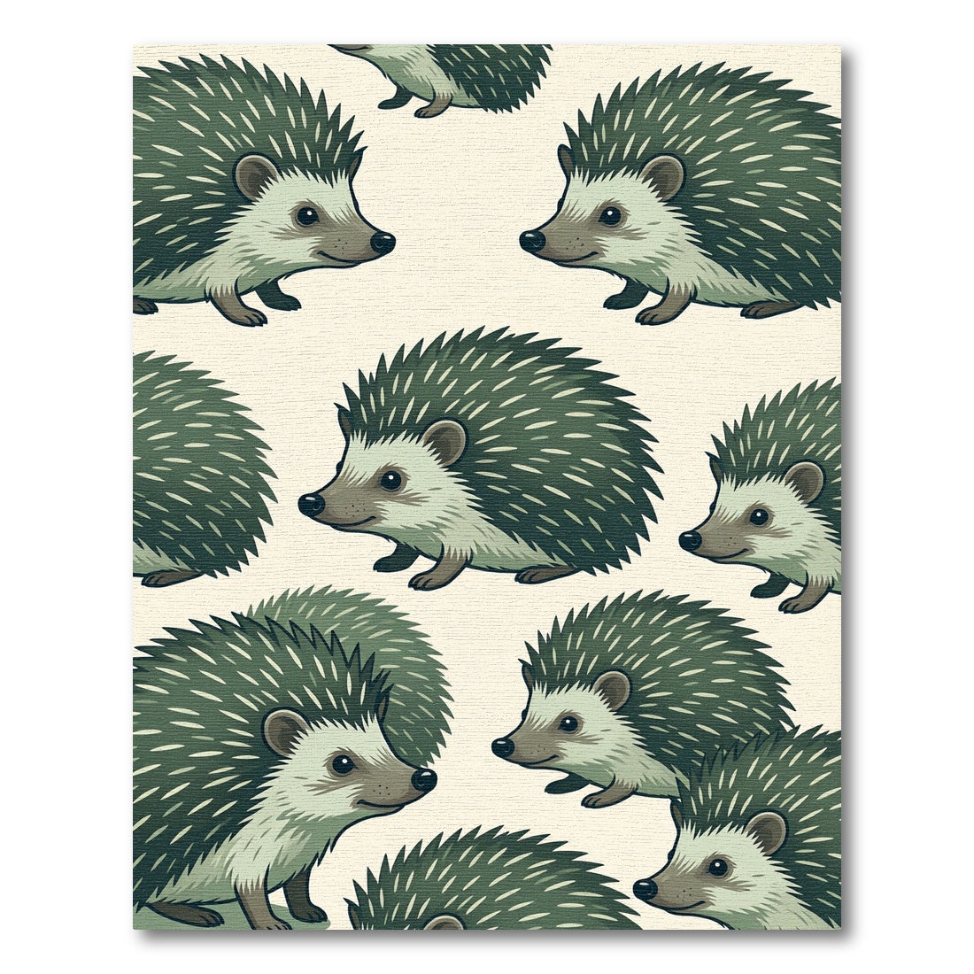 Whimsical Sage Green Hedgehog Flora Rug