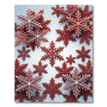 Crimson Snowflakes Scattered Festive Rug