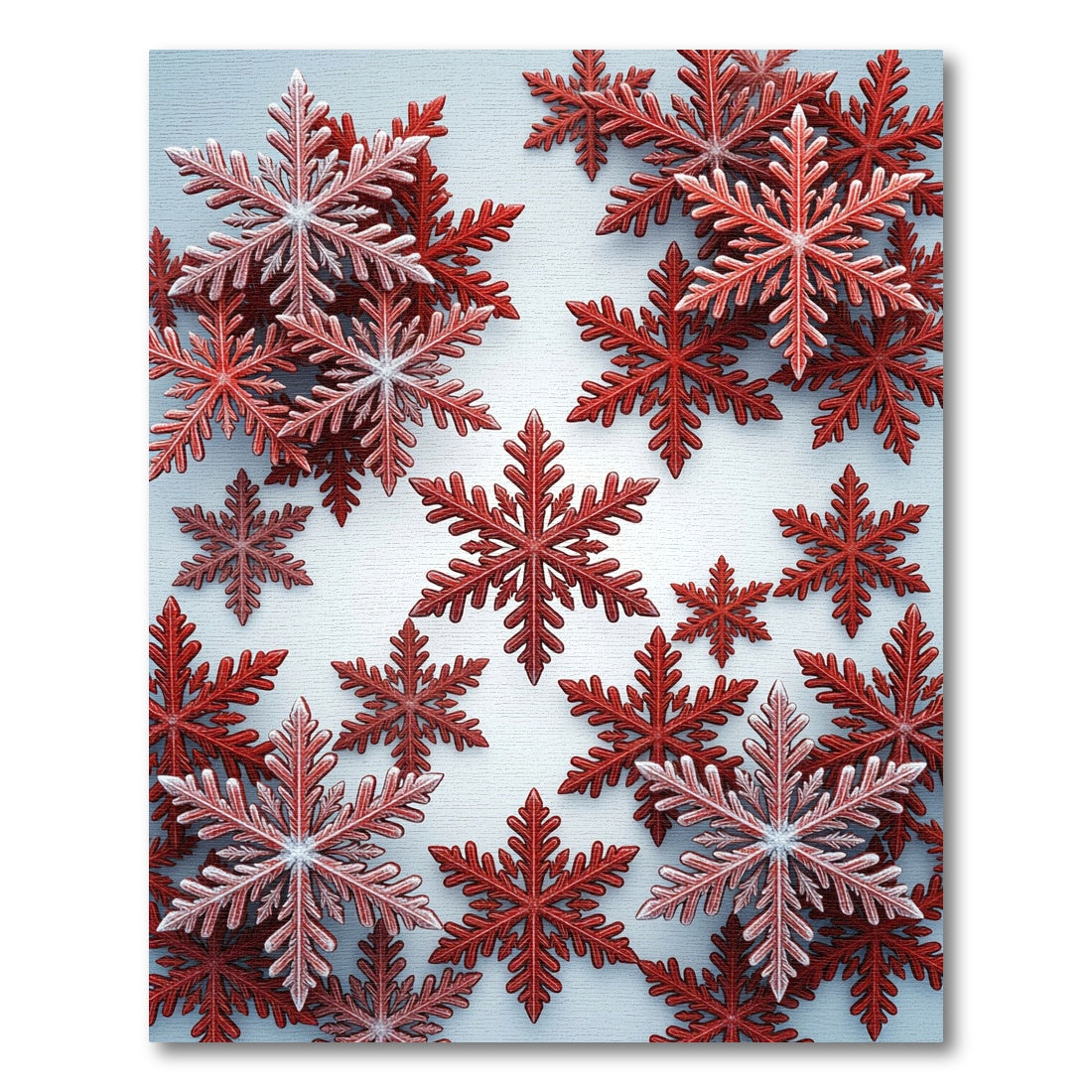 Crimson Snowflakes Scattered Festive Rug