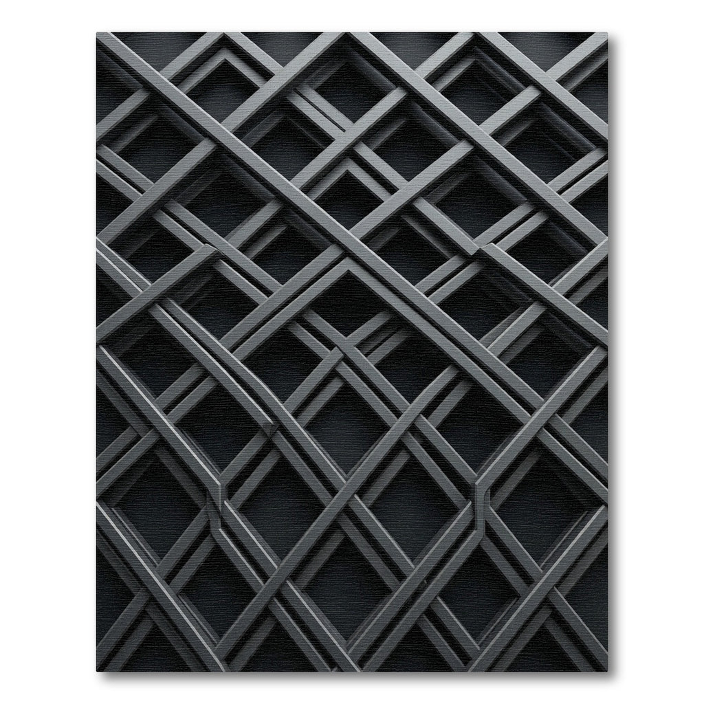 Monochromatic Interlocking Geometric Grid Linear Rug
