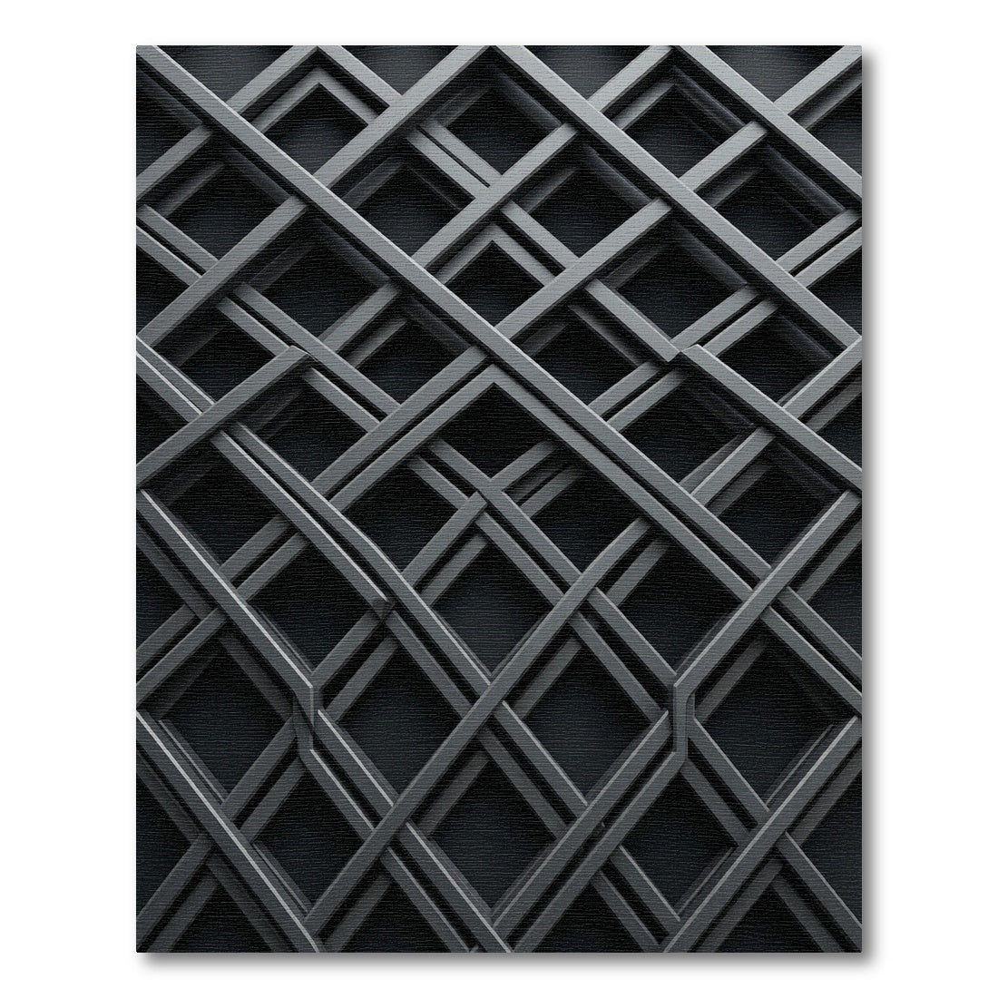 Monochromatic Interlocking Geometric Grid Linear Rug