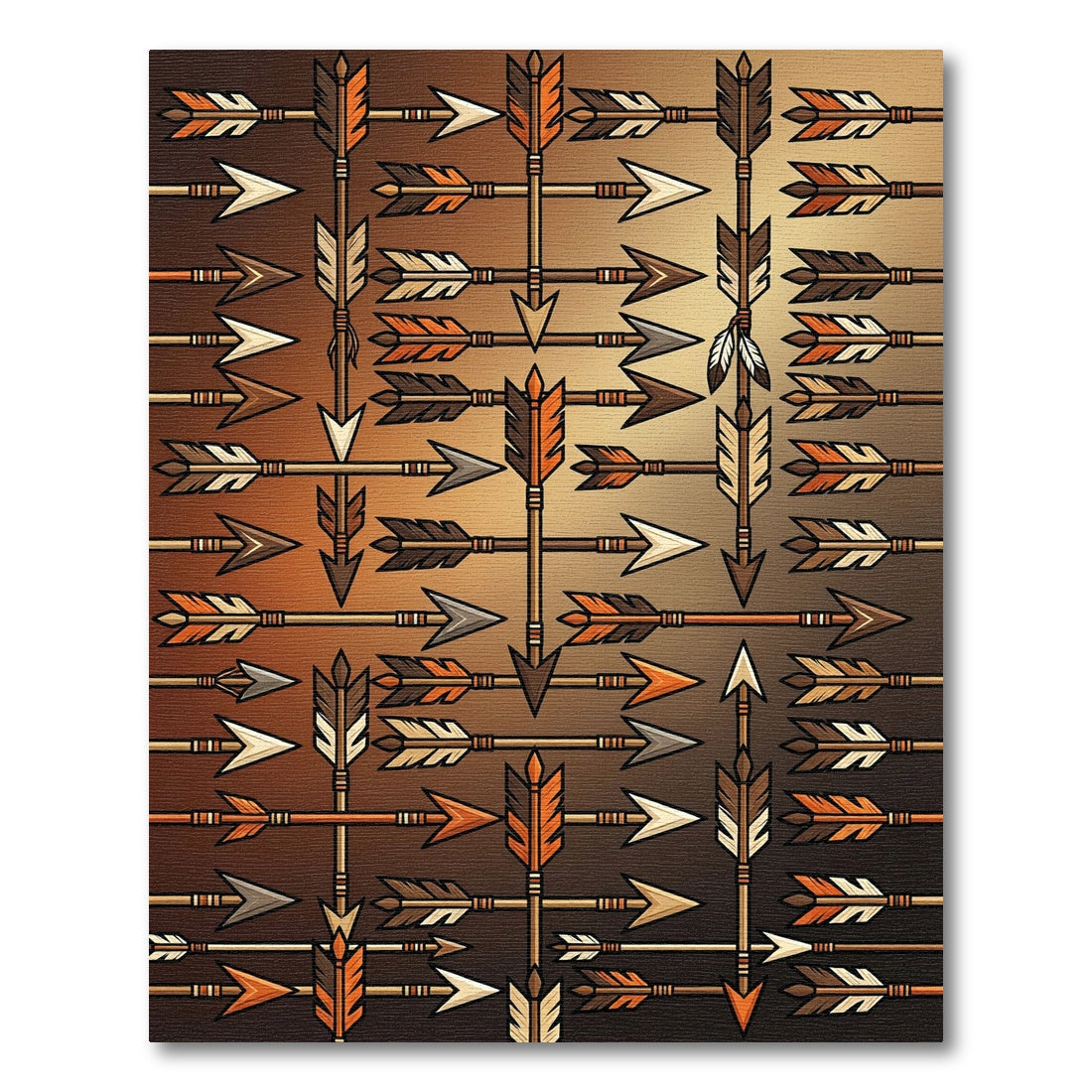 Earth Tone Geometric Arrow Mosaic Rug