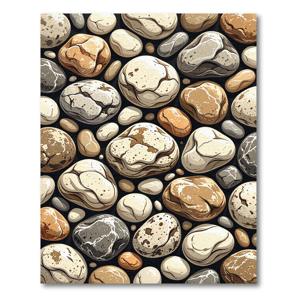 Neutral Earthy Tones River Stone Assembly Rug