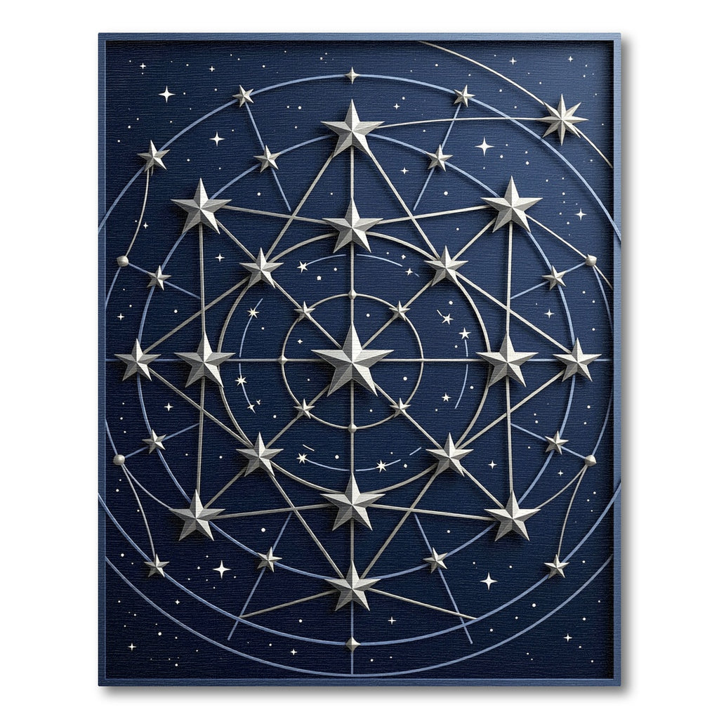 Celestial Midnight Blue Astral Geometric Rug