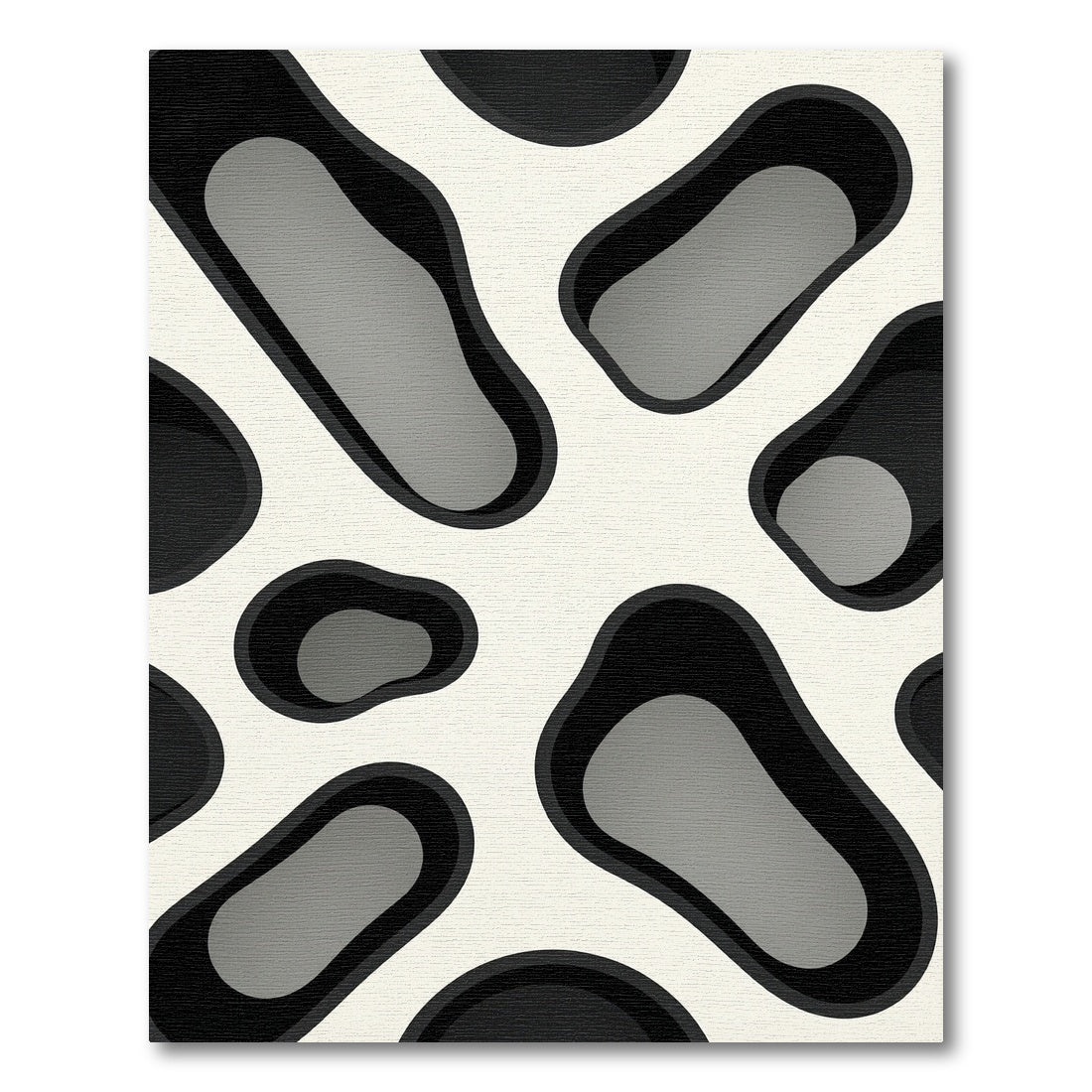 Black and White Abstract Organic Shape Rug