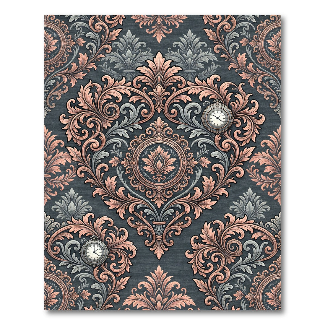 Ornate Pink Gray Accented Vintage Rug