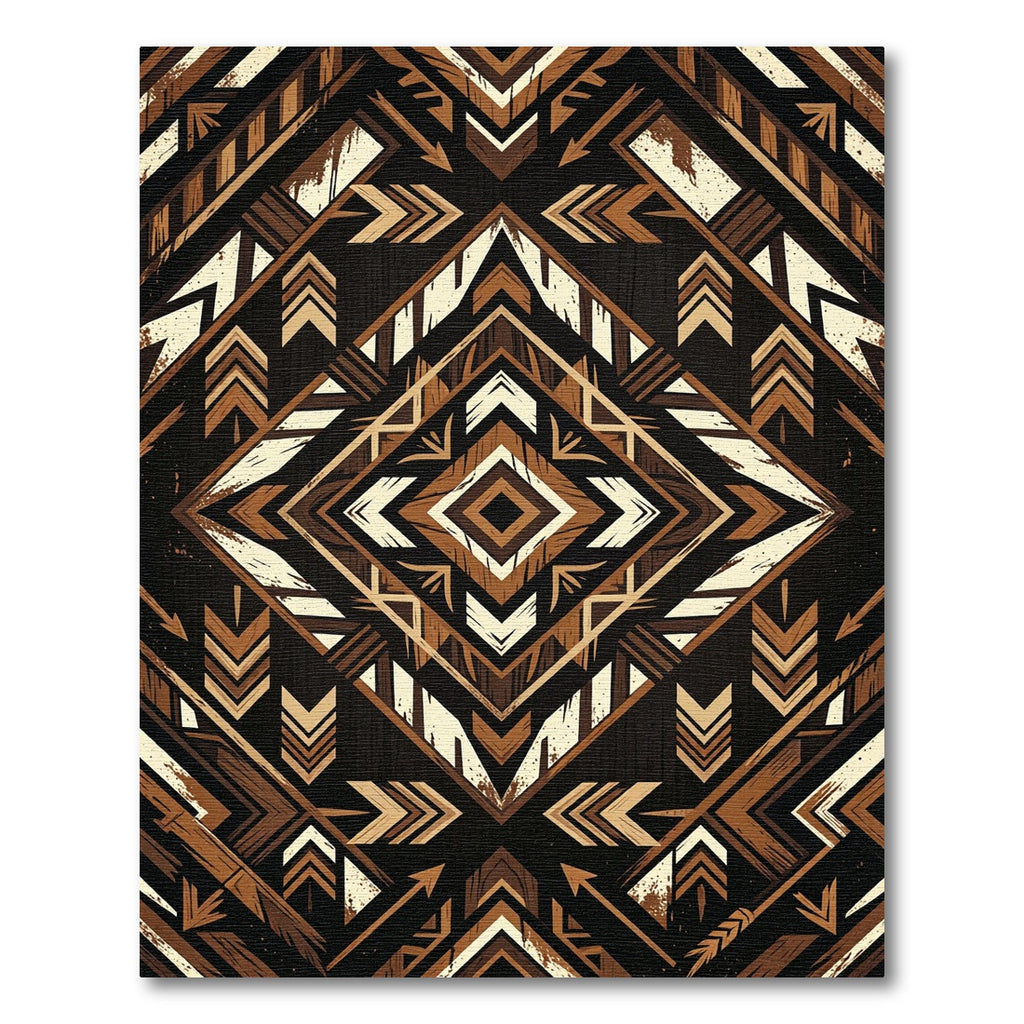 Earthy Tone Geometric Diamond Arrow Rug