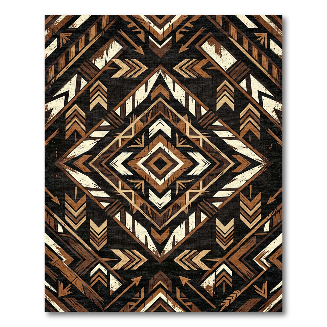 Earthy Tone Geometric Diamond Arrow Rug