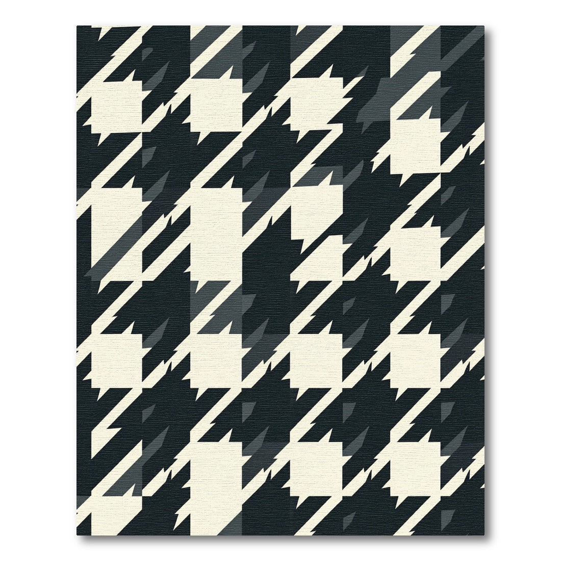 Modern Black and Cream Houndstooth Geometric Rug