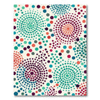 Vibrant Teal Red Purple Dot Swirls Rug