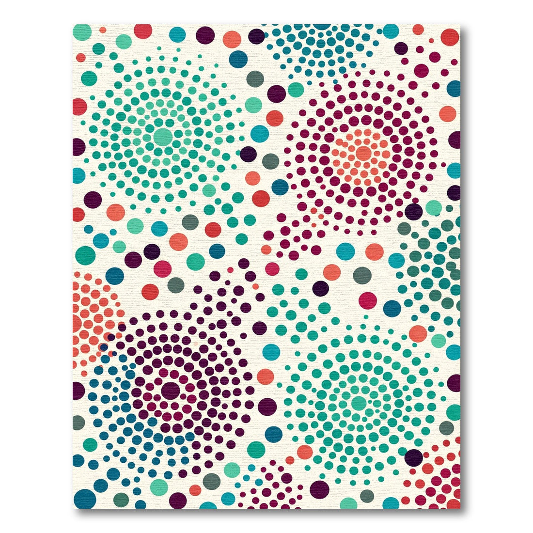 Vibrant Teal Red Purple Dot Swirls Rug