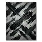 Monochrome Black and White Abstract Brushstroke Rug