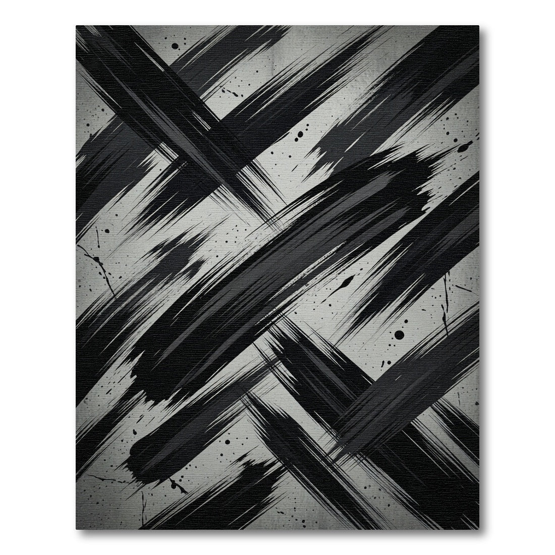 Monochrome Black and White Abstract Brushstroke Rug