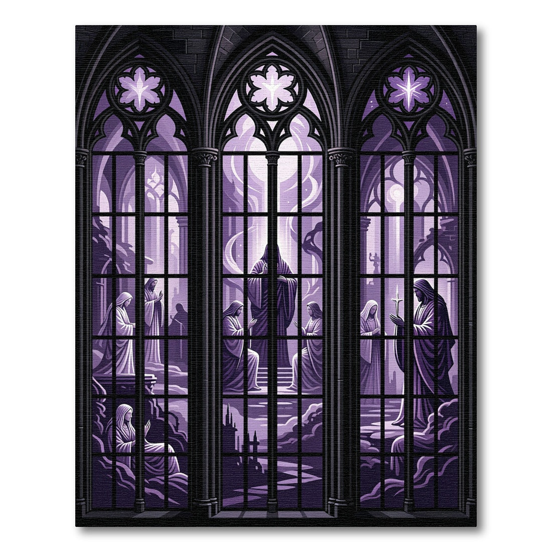Gothic Violet Stained Glass Cathedral Arch Rug