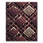 Ornate Crimson Geometric Interlocking Tile Rug