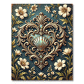 Ornate Scallop Shell Floral Teal Rug