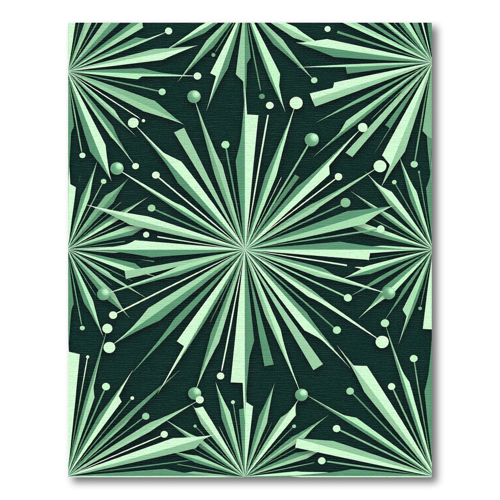 Emerald Spiky Starburst Geometric Rug