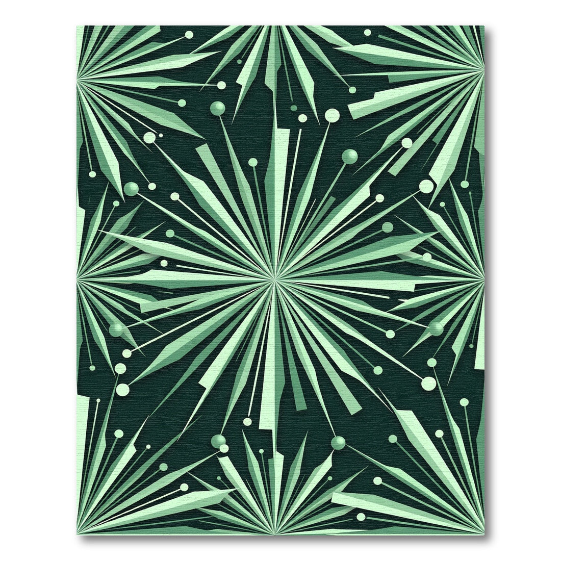 Emerald Spiky Starburst Geometric Rug