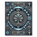 Ancient Ocean Blue Floral Emblem Rug
