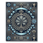 Ancient Ocean Blue Floral Emblem Rug