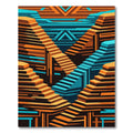 Geometric Staircase Abstract Orange Cyan Art Rug