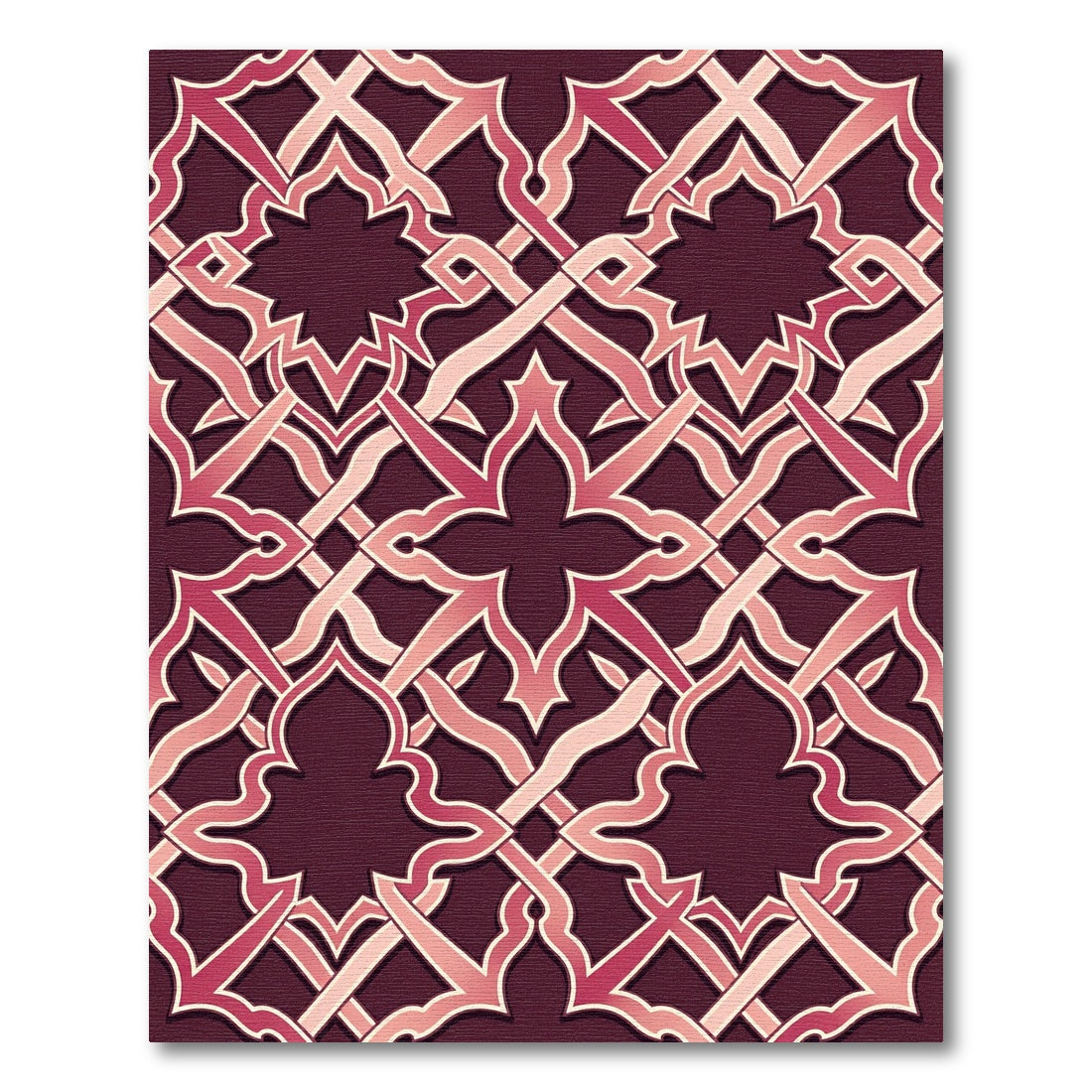 Burgundy Merlot Interlocking Damascus Lattice Rug