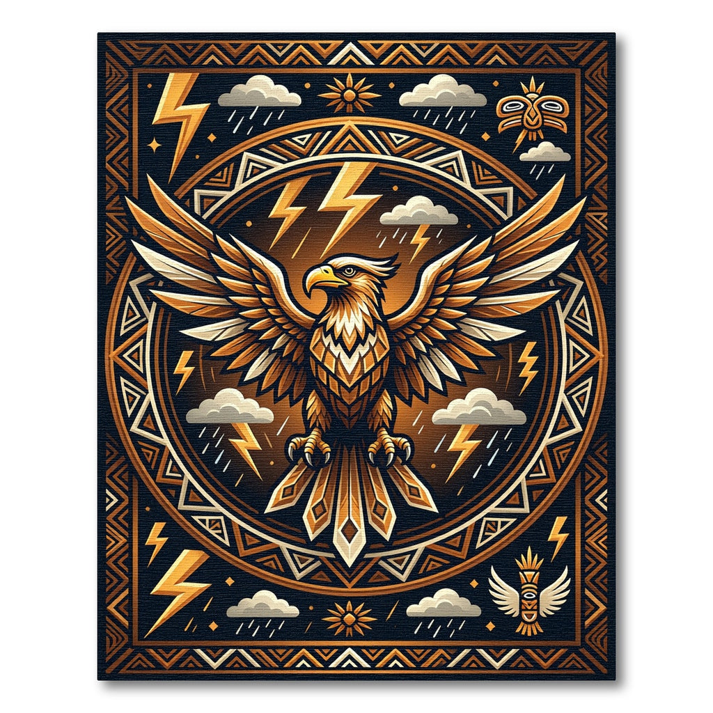 Golden Eagle Thunder Geometric Art Rug