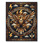 Golden Eagle Thunder Geometric Art Rug