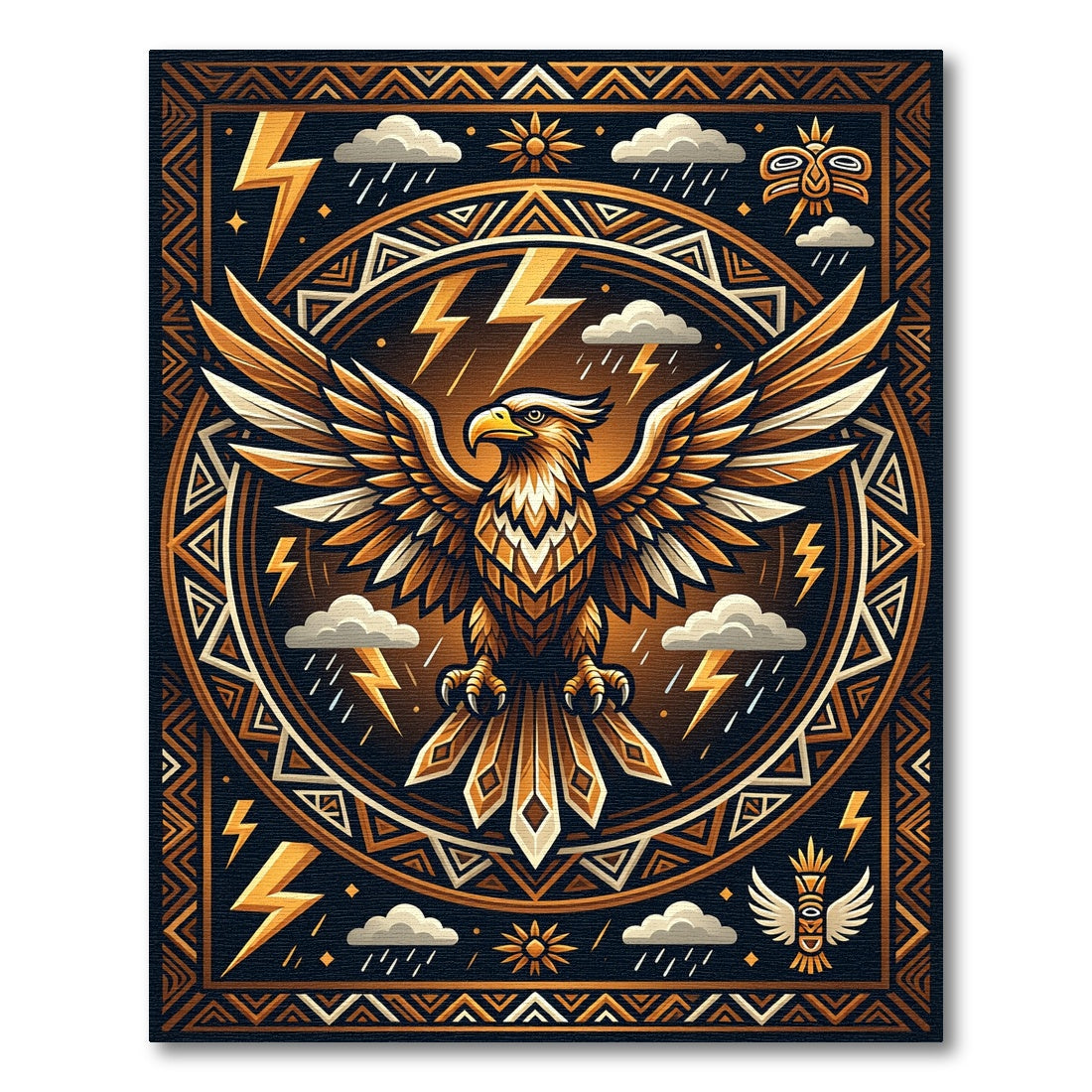 Golden Eagle Thunder Geometric Art Rug