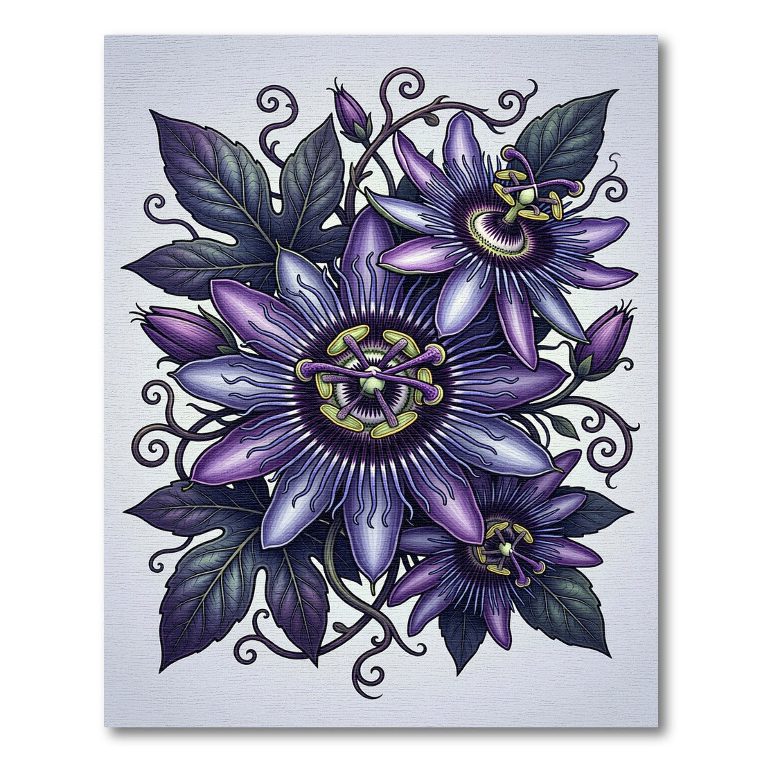 Botanical Deep Purple Passion Flower Garden Rug