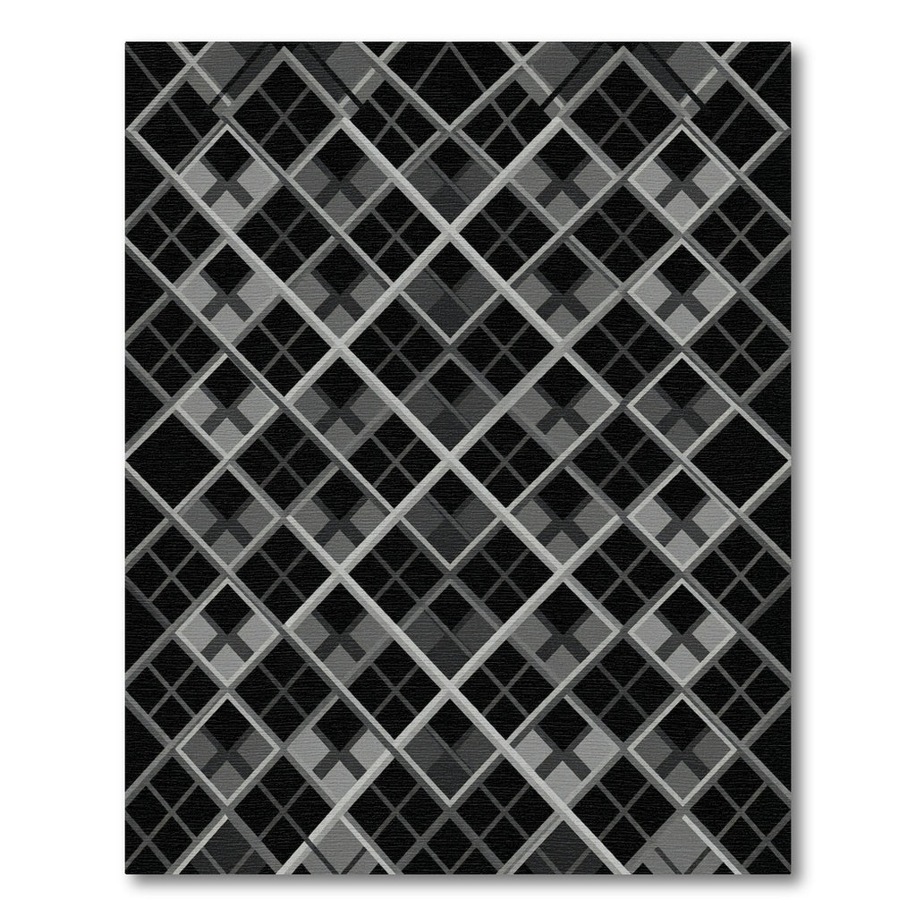 Black Silver Diamond Lattice Quilt Rug