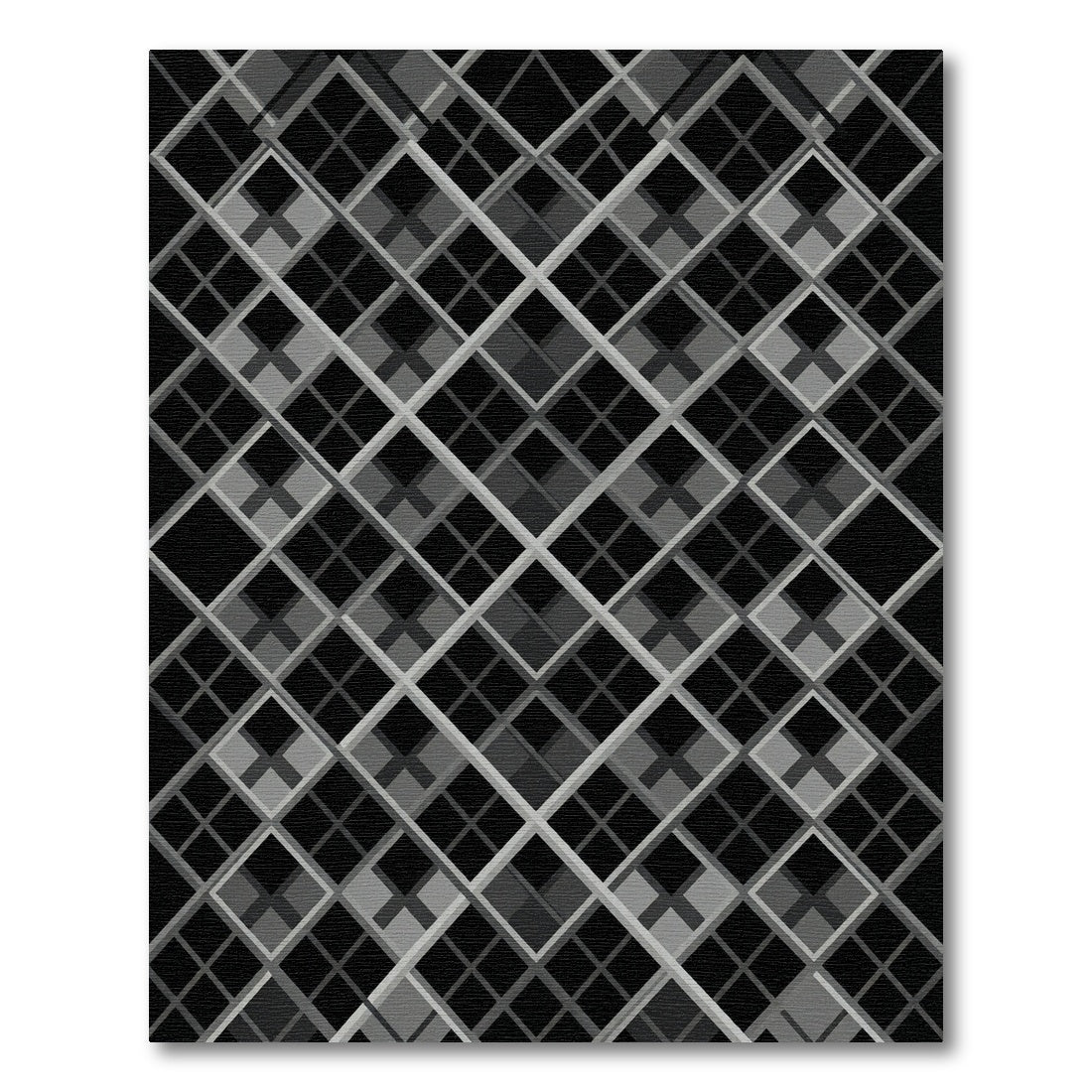 Black Silver Diamond Lattice Quilt Rug
